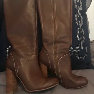 Steven knee high dark brown high heel boots